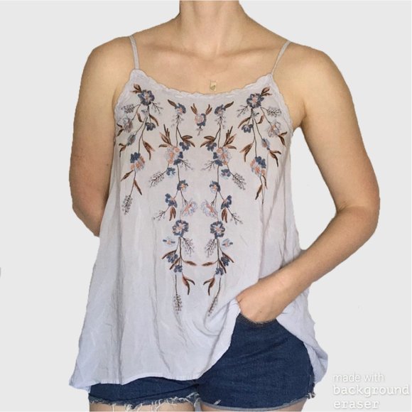 Knox Rose Periwinkle Embroidered Tank Top Size S - Picture 1 of 5